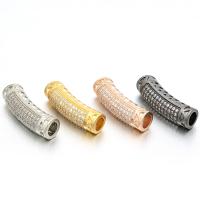 laiton perles tube incurvé, Placage, pavé de micro zircon, plus de couleurs à choisir Environ 4mm Vendu par sac