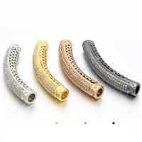 laiton perles tube incurvé, Placage, pavé de micro zircon, plus de couleurs à choisir Environ 4mm Vendu par sac