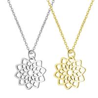 Stainless Steel Jewelry Necklace, with 5cm extender chain, Flower, polished, oval chain & for woman & hollow Approx 17.72 Inch 