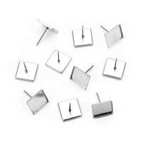 Stainless Steel Earring Stud Component, platinum color plated, DIY 