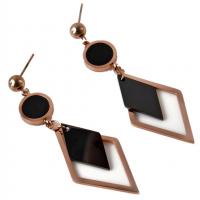 Titanium Steel Drop Earring, rose gold color plated, fashion jewelry & for woman 