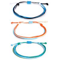 Waxed Cotton Cord Bracelet Set, Adjustable & three pieces & for woman, mixed colors, 160mm 
