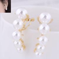 Plastic Pearl Zinc Alloy Earring, with Plastic Pearl, plated, for woman 37*10mm 