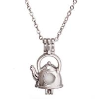 Stainless Steel Aromatherapy Necklace, Teapot, plated, fashion jewelry & for woman, silver color, 29*18mm .6 Inch 