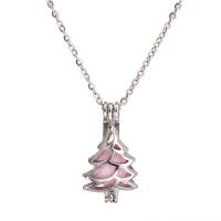 Stainless Steel Aromatherapy Necklace, Christmas Tree, plated, fashion jewelry & for woman, silver color, 29*16mm .6 Inch 