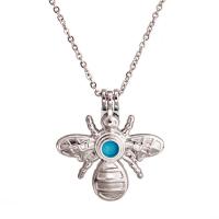 Stainless Steel Aromatherapy Necklace, Bee, plated, fashion jewelry & for woman, silver color, 36*34mm .6 Inch 