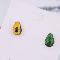 asymmetrische Ohrringe, Zinklegierung, Avocado, plattiert, für Frau & Emaille, grün, 12*8mm, verkauft von Paar
