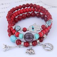 Acrylic Zinc Alloy Bracelets, with Zinc Alloy, plated, multilayer & for woman & with rhinestone 170mm 