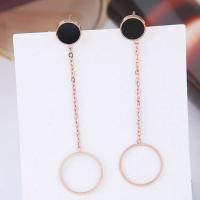 Titanium Steel Drop Earring, plated, for woman, rose gold color, 55*14mm 