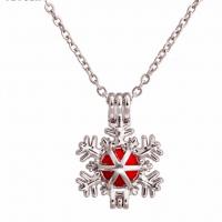Stainless Steel Aromatherapy Necklace, Snowflake, plated, fashion jewelry & for woman, silver color, 25*19mm .6 Inch 