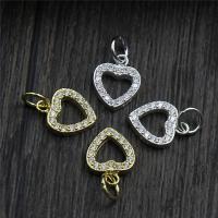 Sterling Silver Heart Pendants, 925 Sterling Silver, plated, with rhinestone 