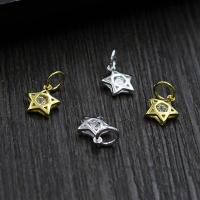 Sterling Silver Star Pendants, 925 Sterling Silver, plated, DIY & with rhinestone 