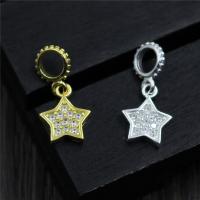 Sterling Silver Star Pendants, 925 Sterling Silver, plated, with rhinestone 