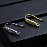 Sterling Silver Hook Earwire, 925 Sterling Silver, plated, DIY & with loop & micro pave cubic zirconia 10.5mm 