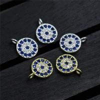 Sterling Silver Rhinestone Pendants, 925 Sterling Silver, Flat Round, plated, with rhinestone 