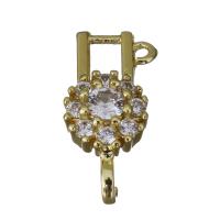 Cubic Zirconia Brass Connector, gold color plated, with cubic zirconia & 1/1 loop Approx 1mm 