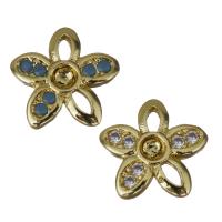 Brass Jewelry Finding, Flower, gold color plated & micro pave cubic zirconia 2mm Approx 1.5mm 