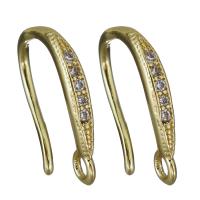 Brass Hook Earwire, gold color plated, micro pave cubic zirconia Approx 1.5mm 
