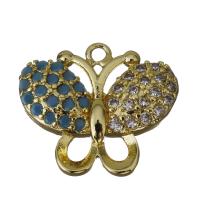 Animal Brass Pendants, Butterfly, gold color plated, micro pave cubic zirconia Approx 1.5mm 