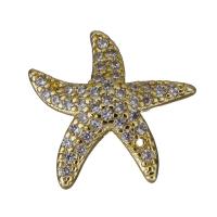 Cubic Zirconia Micro Pave Brass Pendant, Starfish, gold color plated, micro pave cubic zirconia Approx 