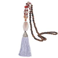 madera collar, borla, natural, La joyería budista & unisexo, más colores para la opción, 120mm, longitud:760 cm, Vendido por UD
