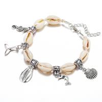Zinc Alloy Anklet, with Shells Fossil, Conch, synthetic, natural & ocean design & Unisex & adjustable mm 