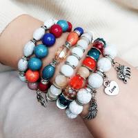 Zinc Alloy Bracelet Set, bracelet, with Resin, Round, synthetic, three layers & elastic & for woman mm 