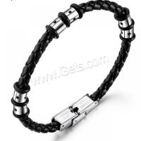Microfiber PU Bracelet, with Steel, Donut, knit, hardwearing & Corrosion-Resistant & breathable & Korean style & for man mm 