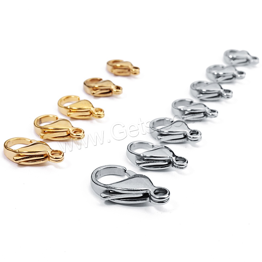 Stainless Steel Lobster Claw Clasp, plated, different size for choice, more colors for choice, Hole:Approx 5mm, Approx 25PCs/Bag, Sold By Bag