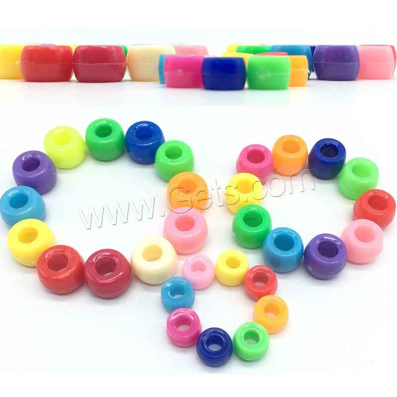 Fashion Plastic Beads, Drum, DIY, more colors for choice, 6x4mm, Hole:Approx 3mm, Approx 4900PCs/Bag, Sold By Bag