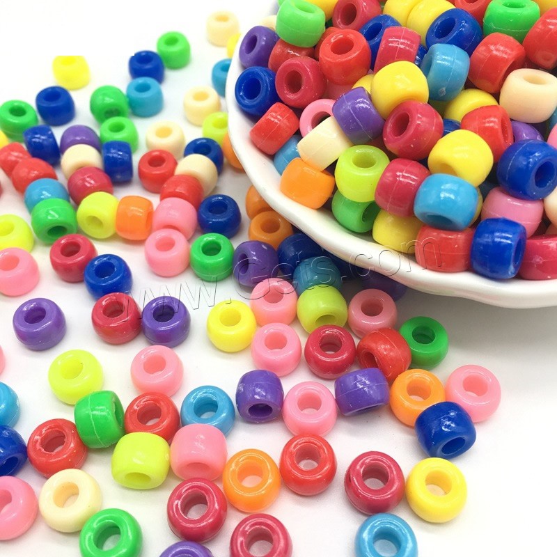Fashion Plastic Beads, Drum, DIY, more colors for choice, 6x4mm, Hole:Approx 3mm, Approx 4900PCs/Bag, Sold By Bag