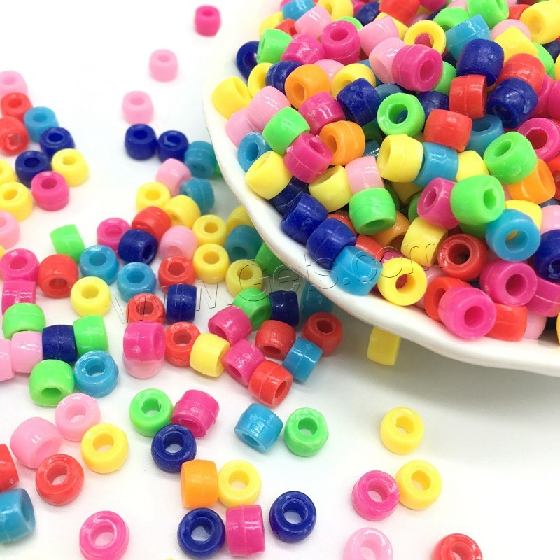 Perles en plastique de mode, tambour, DIY, plus de couleurs à choisir, 6x4mm, Trou:Environ 3mm, Environ 4900PC/sac, Vendu par sac