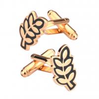 Brass Cufflinks, Wheat, gold color plated, fashion jewelry & Unisex & enamel 