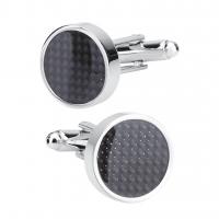 Brass Cufflinks, with Carbon Fibre, Flat Round, plated, fashion jewelry & for man, 16mm 