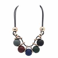 Resin Zinc Alloy Necklace, with PU Leather & Resin, gold color plated, fashion jewelry & Unisex, 20mm,18mm Approx 17.72 Inch 