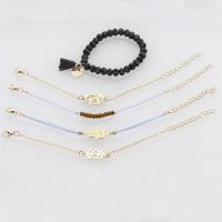 Zinc Alloy Crystal Bracelets, with Crystal, with 5cm extender chain, gold color plated, 5 pieces & Unisex, 23mm,26mm,20mm Approx 6.3 Inch, Approx 6.7 Inch, Approx 6.89 Inch 