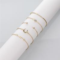 Zinc Alloy Bracelet Set, bangle & bracelet, with 7cm extender chain, gold color plated, 5 pieces & Unisex & with rhinestone, 17mmuff0c25mm, Inner Approx 57,61mm Approx 6.7 Inch, Approx 7.09 Inch, Approx 7.49 Inch 