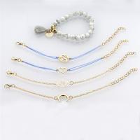 Fashion Zinc Alloy Bracelets, with Howlite & Cotton Cord, with 5cm extender chain, gold color plated, 5 pieces & Unisex, 15mm,19mm,13mm Approx 6.1 Inch, Approx 6.50 Inch, Approx 6.70 Inch 