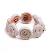 Shell Bracelet, with Elastic Thread, handmade, folk style & for woman, beige Approx 7.5 Inch 
