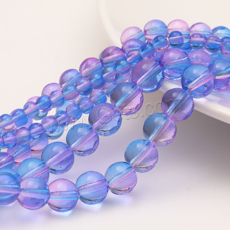 Glas Perle, rund, verschiedene Größen vorhanden, blau, Bohrung:ca. 1mm, 10SträngeStrang/Menge, verkauft von Menge