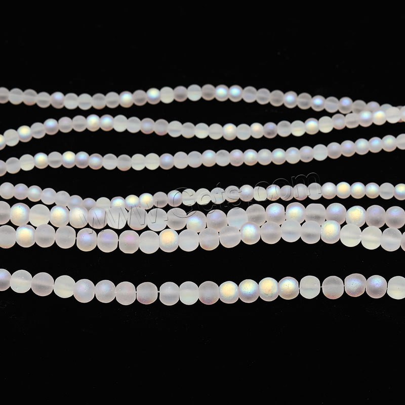 Glas Perle, rund, bunte Farbe plattiert, verschiedene Größen vorhanden, Bohrung:ca. 1mm, verkauft von Strang