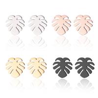 Stainless Steel Stud Earring, Leaf, plated, Stainless Steel Ear Nut & fashion jewelry & for woman 