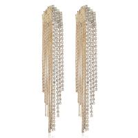 Zinc Alloy Tassel Earring, plated, fashion jewelry & for woman & with rhinestone 