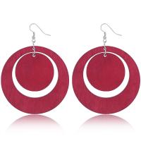 Wood Drop Earring, with Zinc Alloy, plated, fashion jewelry & for woman 