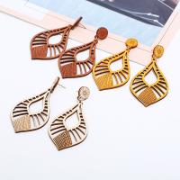 Wood Drop Earring, plated, fashion jewelry & for woman & hollow 