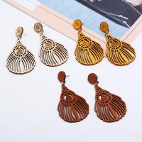 Wood Drop Earring, plated, fashion jewelry & for woman & hollow 