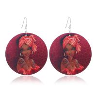 Wood Drop Earring, plated, fashion jewelry & for woman, red 