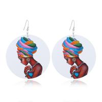 Wood Drop Earring, with Zinc Alloy, plated, fashion jewelry & for woman, white 