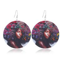 Wood Drop Earring, with Zinc Alloy, plated, fashion jewelry & for woman 