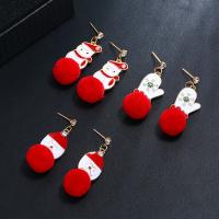Zinc Alloy Drop Earring, with Plush, plated, Christmas jewelry & for woman & with rhinestone 